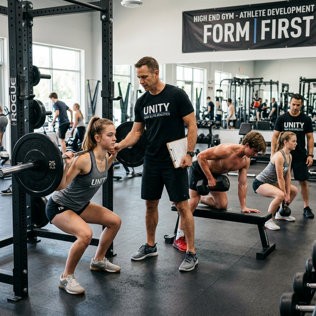 Coach explaining data to student
